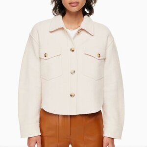 Aritzia Wilfred The Ganna Cropped Shirt Jacket in Heather Bone